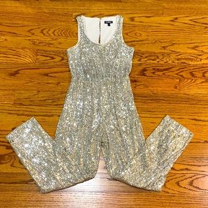 Petite XS Champagne Sequined Jumpsuit